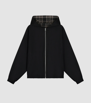 REVERSIBLE PLAID HOODED JACKET BLACK