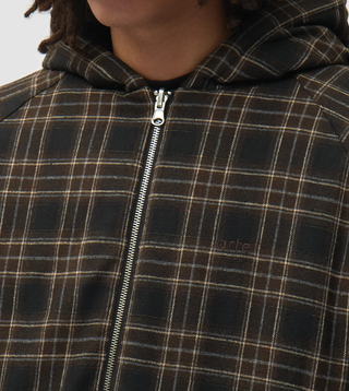 REVERSIBLE PLAID HOODED JACKET BLACK