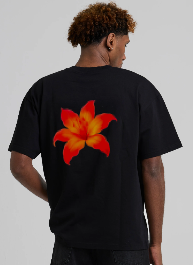 PIXEL BLOOM TEE BLACK