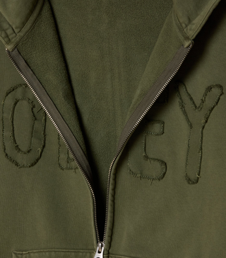 HYBRID FADED ZIP HOO DEEP LICHEN GREEN FADED WASH