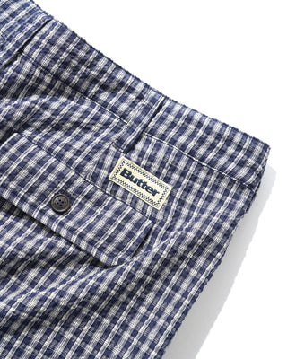 PLEATED SHORTS NAVY PLAID