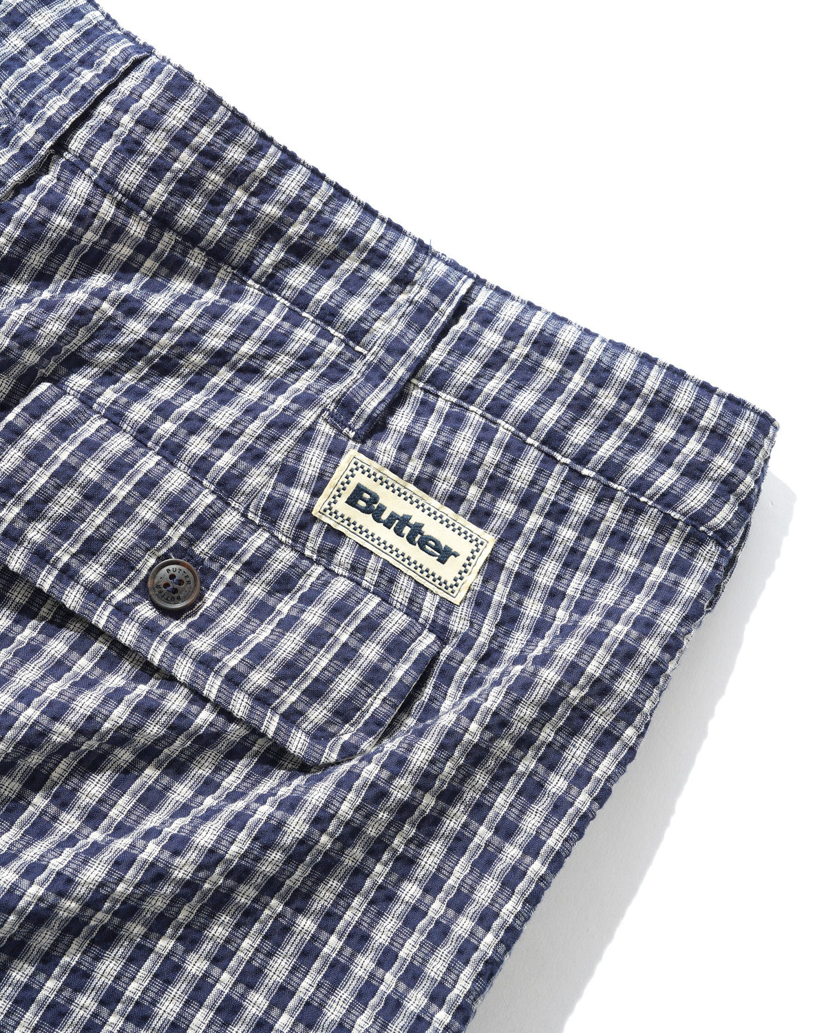 PLEATED SHORTS NAVY PLAID