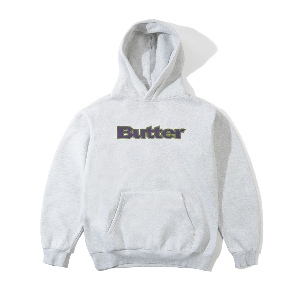 SATIN APPLIQUE HOODIE ASH