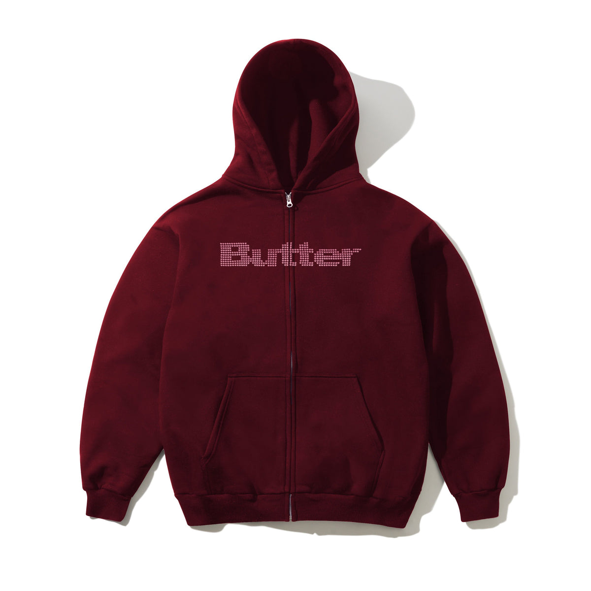STARS ZIP-THRU HOODIE BURGUNDY