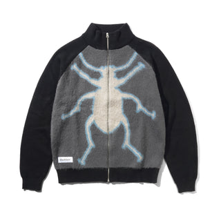 BEETLE ZIP-THRU KNIT SWEATER BLACK