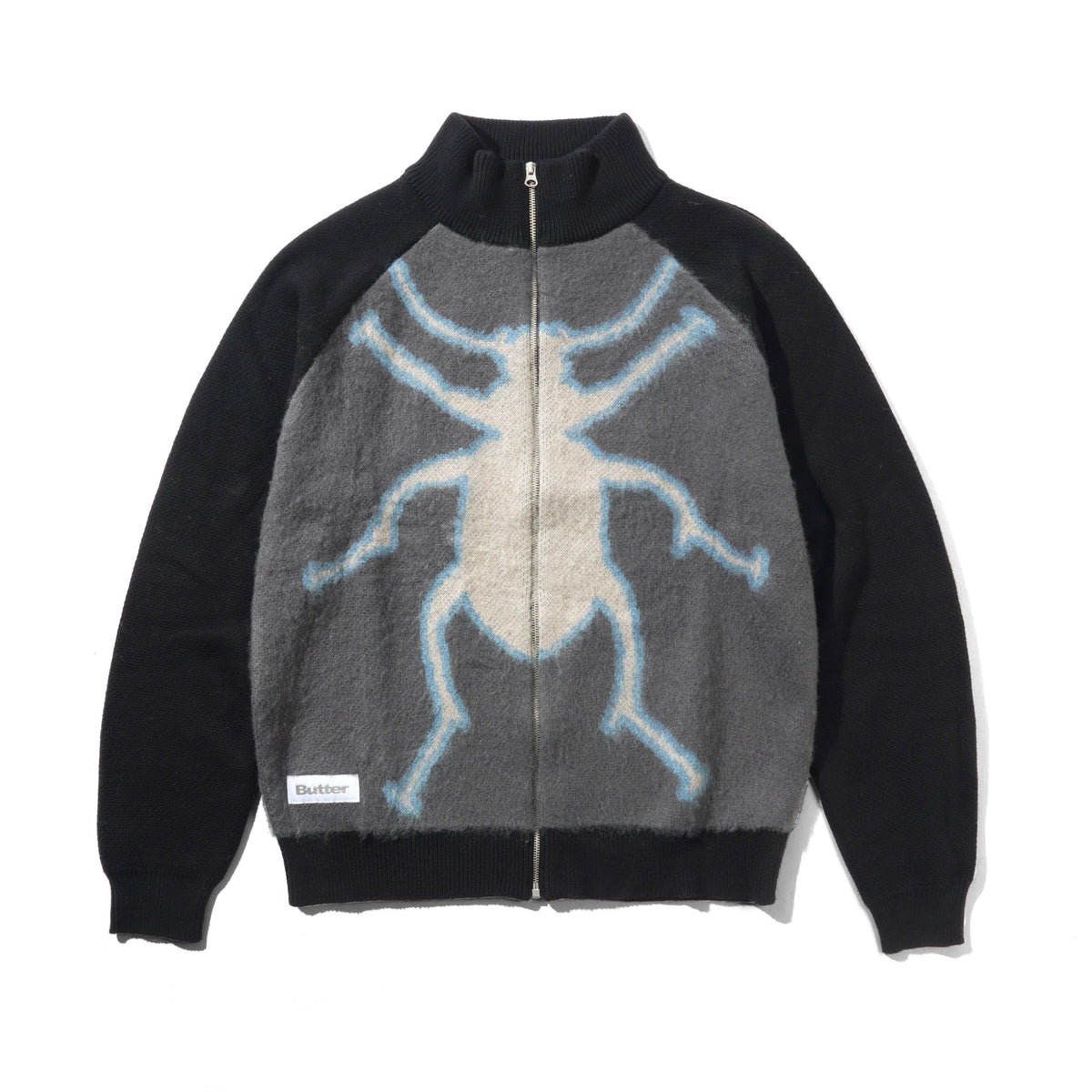 BEETLE ZIP-THRU KNIT SWEATER BLACK