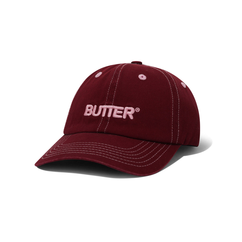 ROUNDED LOGO 6 PANEL CAP WASHED MAROON