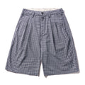 PLEATED SHORTS NAVY PLAID