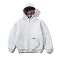 PLAID LINED ZIP-THRU HOODIE ASH