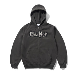 STRETCH ZIP-THRU HOODIE WASHED BLACK