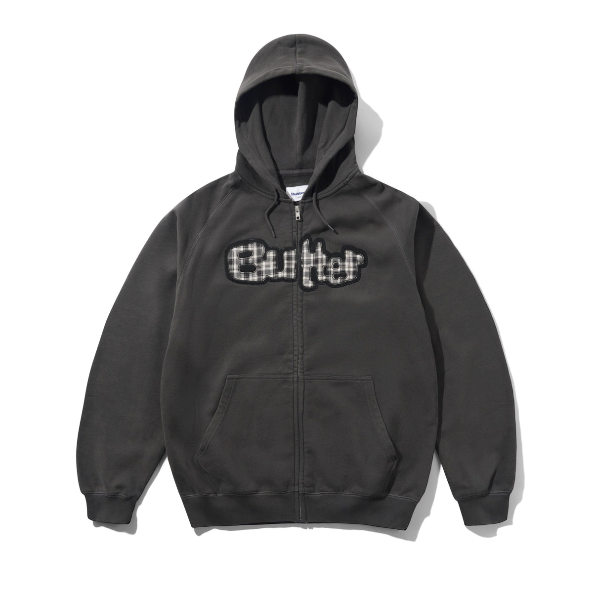STRETCH ZIP-THRU HOODIE WASHED BLACK