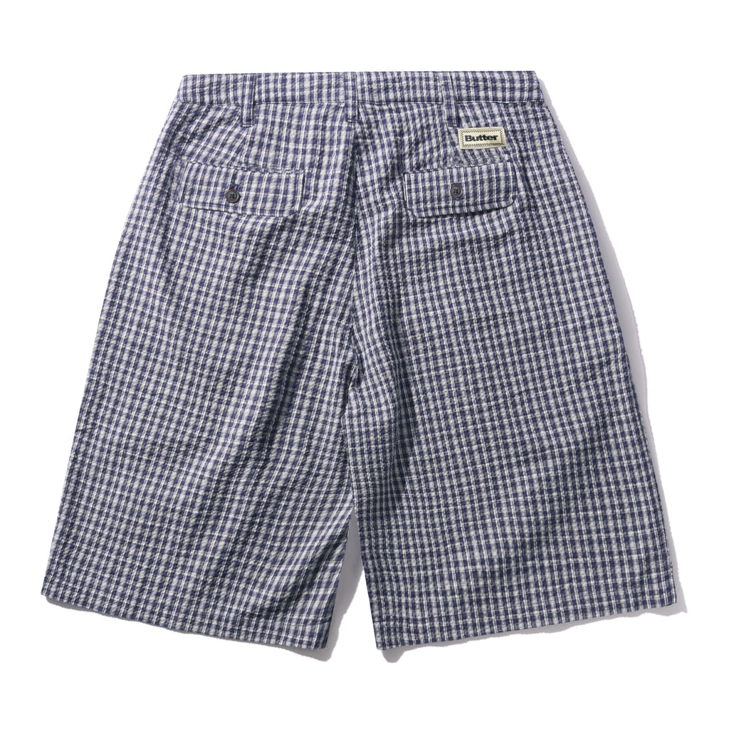 PLEATED SHORTS NAVY PLAID
