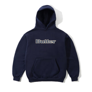 PLAID LOGO APPLIQUE PULLOVER HOOD NAVY