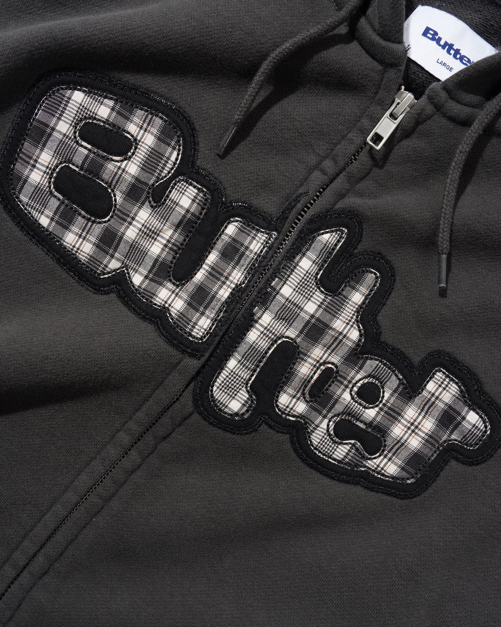 STRETCH ZIP-THRU HOODIE WASHED BLACK