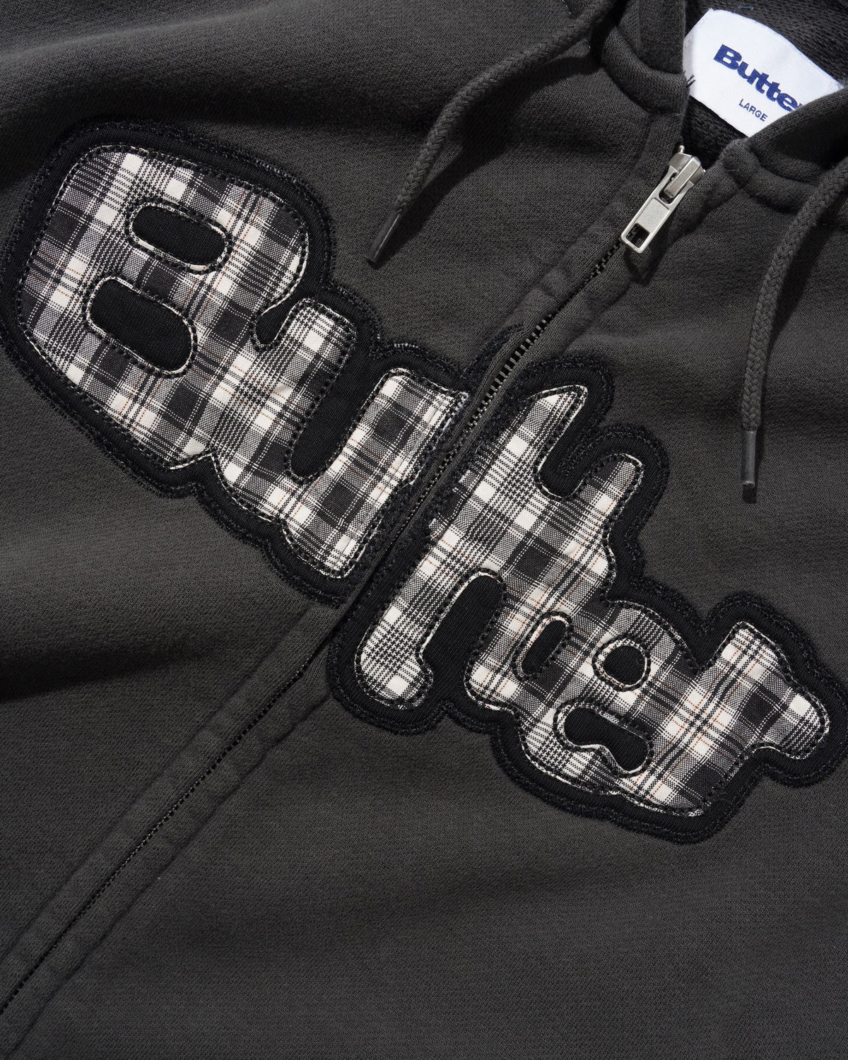 STRETCH ZIP-THRU HOODIE WASHED BLACK